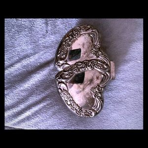 GODINGER DOUBLE HEART Silverplate Trinket Box